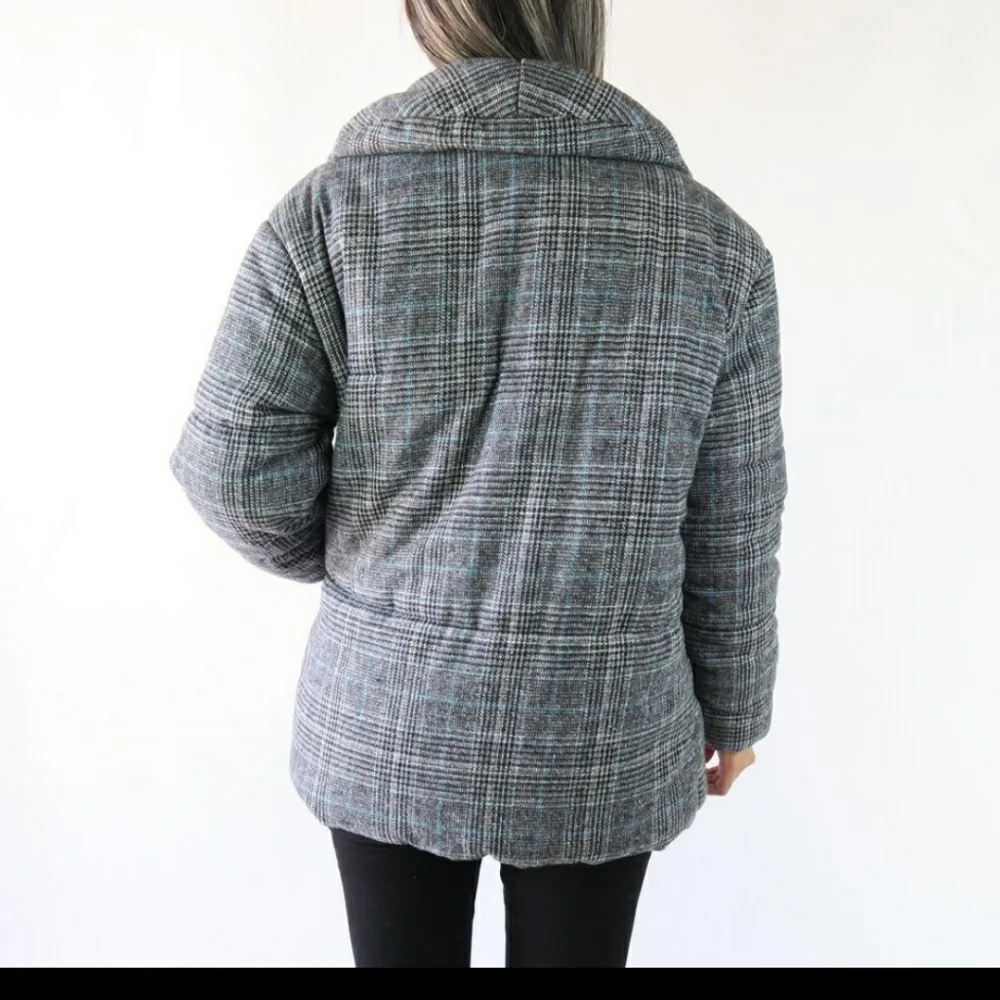 NWOT Something Navy Plaid Puffer Jacket XS - Picture 6 of 6